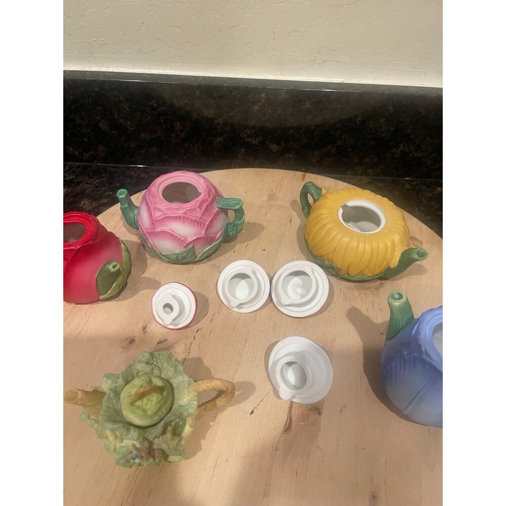 5 piece set of DEPT 56 Miniature TEAPOTS by Avon - Picture 9 of 10